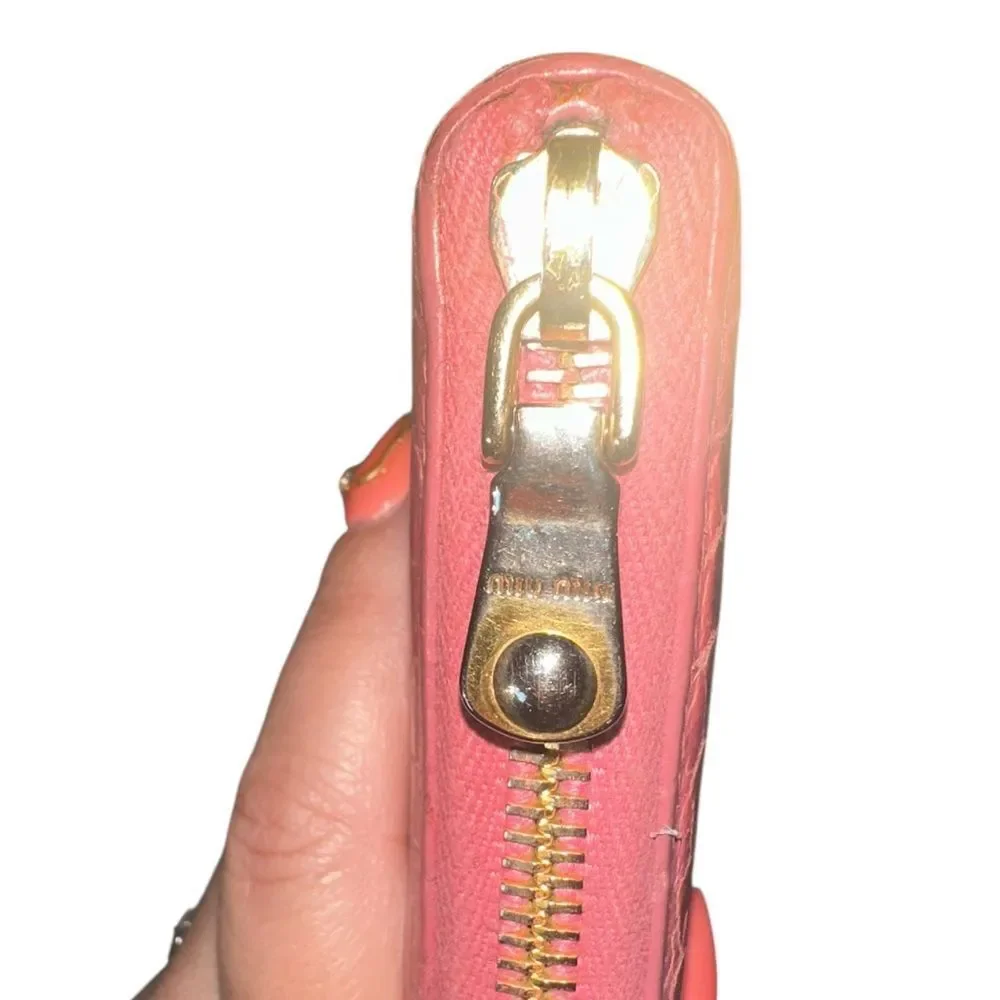 Miu Miu pink Croc-Embossed Wallet
